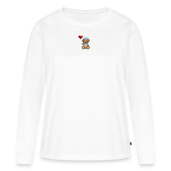 Pixel MiniBear Navy - T-shirt manches longues Premium bio Femme - blanc - Devant - Julia (174cm)