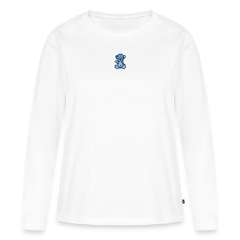 Pixel MiniBär Blauer Himmel - Frauen Premium Bio Langarmshirt - Weiß - Vorne - Julia (174cm)