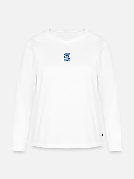 Pixel MiniBär Blauer Himmel - Frauen Premium Bio Langarmshirt - Weiß