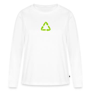Recyclage - T-shirt manches longues Premium bio Femme - blanc - Devant - Julia (174cm)