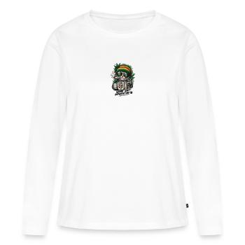 Rasta Cat Coffee Weed Repeat - T-shirt manches longues Premium bio Femme - blanc - Devant - Julia (174cm)