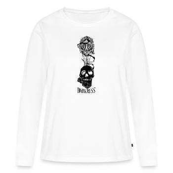 Loup solitaire avec crâne. - T-shirt manches longues Premium bio Femme - blanc - Devant - Julia (174cm)