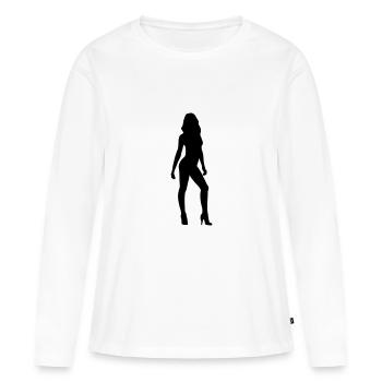 Model, sexy Frau - Frauen Premium Bio Langarmshirt - Weiß - Vorne - Julia (174cm)