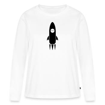 Fusée - T-shirt manches longues Premium bio Femme - blanc - Devant - Julia (174cm)