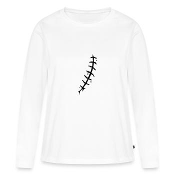 Creepy stitched scar with drops of blood - Women's Premium Organic Long Sleeve Shirt - white - Front - Julia (174cm)