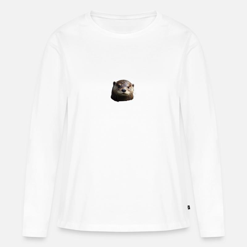 Otter schaut süß - Frauen Premium Bio Langarmshirt - Weiß