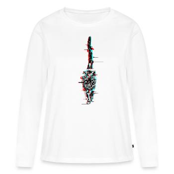 Le glitch connu sous le nom de votre chat - T-shirt manches longues Premium bio Femme - blanc - Devant - Julia (174cm)
