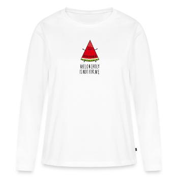 Drôle d’optimisme melon - T-shirt manches longues Premium bio Femme - blanc - Devant - Julia (174cm)