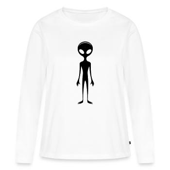 Étranger - T-shirt manches longues Premium bio Femme - blanc - Devant - Julia (174cm)