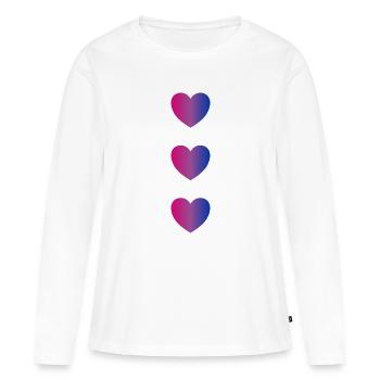 Cœurs Bi-Drapeau - T-shirt manches longues Premium bio Femme - blanc - Devant - Julia (174cm)