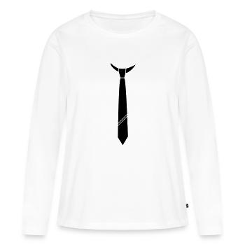Lâche cravate - T-shirt manches longues Premium bio Femme - blanc - Devant - Julia (174cm)