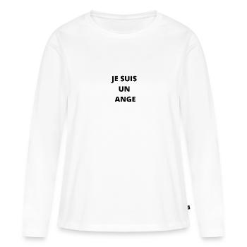 JE SUIS UN ANGE - T-shirt manches longues Premium bio Femme - blanc - Devant - Julia (174cm)