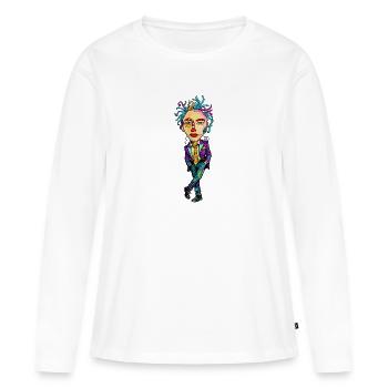 Buntes Expressionistisches Porträt - Frauen Premium Bio Langarmshirt - Weiß - Vorne - Julia (174cm)