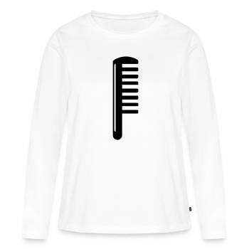 Icône de coiffeur peigne - T-shirt manches longues Premium bio Femme - blanc - Devant - Julia (174cm)
