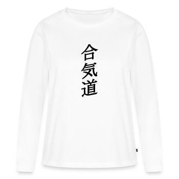 Aïkido - T-shirt manches longues Premium bio Femme - blanc - Devant - Julia (174cm)