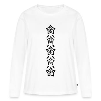 Rangée d’étoiles - T-shirt manches longues Premium bio Femme - blanc - Devant - Julia (174cm)