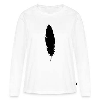 feder  - Frauen Premium Bio Langarmshirt - Weiß - Vorne - Julia (174cm)