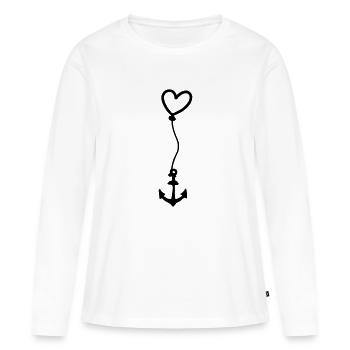Anker mit Herz am Seil - Frauen Premium Bio Langarmshirt - Weiß - Vorne - Julia (174cm)