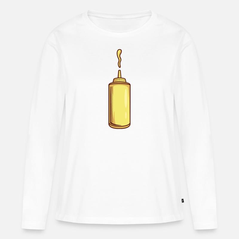 Senfspender mit Senf - Frauen Premium Bio Langarmshirt - Weiß