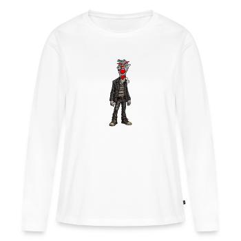 Clown urbain en look cuir - T-shirt manches longues Premium bio Femme - blanc - Devant - Julia (174cm)