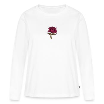 Rose (fleur) - T-shirt manches longues Premium bio Femme - blanc - Devant - Julia (174cm)