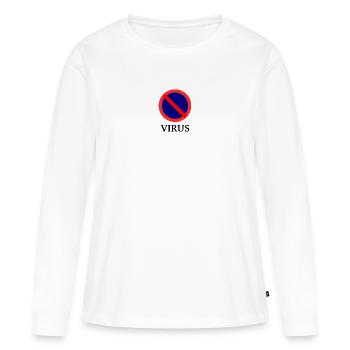 Interdit aux virus - T-shirt manches longues Premium bio Femme - blanc - Devant - Julia (174cm)