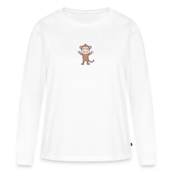 Singes singes - T-shirt manches longues Premium bio Femme - blanc - Devant - Julia (174cm)