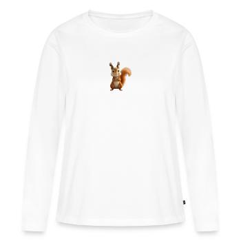 Ecureuil effet cartoon - T-shirt manches longues Premium bio Femme - blanc - Devant - Julia (174cm)