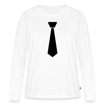 Cravate - T-shirt manches longues Premium bio Femme - blanc - Devant - Julia (174cm)