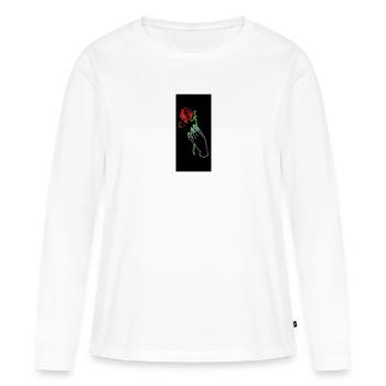 Dessin à la main en rose néon - T-shirt manches longues Premium bio Femme - blanc - Devant - Julia (174cm)