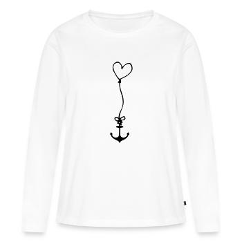 Anker mit Herz am Seil - Frauen Premium Bio Langarmshirt - Weiß - Vorne - Julia (174cm)