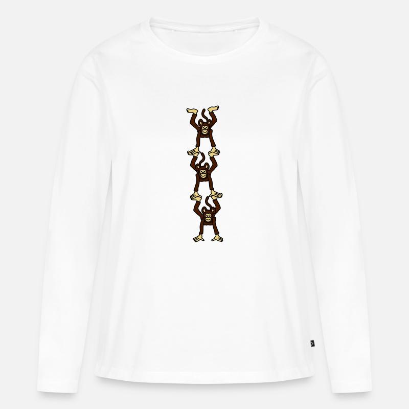 affenturm_3c - Frauen Premium Bio Langarmshirt - Weiß
