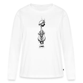 Poney et jockey à corps perdu Thelwell Dessin - T-shirt manches longues Premium bio Femme - blanc - Devant - Julia (174cm)