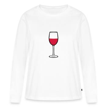 Weinglas, wein - Frauen Premium Bio Langarmshirt - Weiß - Vorne - Julia (174cm)