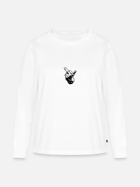 Stinkefinger - Frauen Premium Bio Langarmshirt - Weiß