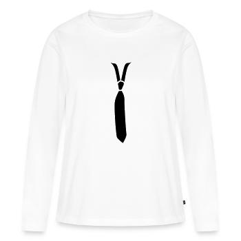 cravate - T-shirt manches longues Premium bio Femme - blanc - Devant - Julia (174cm)