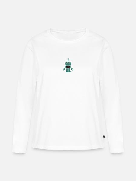 Roboter - Frauen Premium Bio Langarmshirt - Weiß