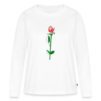 fleur de rose - T-shirt manches longues Premium bio Femme - blanc - Devant - Julia (174cm)