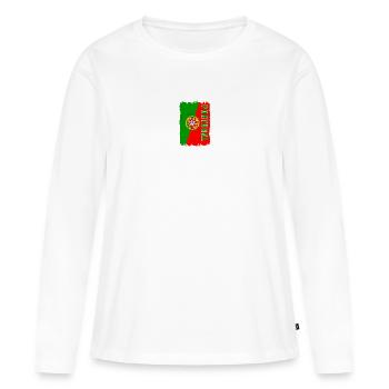 Drapeau national du Portugal - T-shirt manches longues Premium bio Femme - blanc - Devant - Julia (174cm)