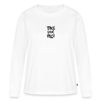 Prenez vos pilules - T-shirt manches longues Premium bio Femme - blanc - Devant - Julia (174cm)