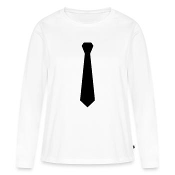 Krawatte - Frauen Premium Bio Langarmshirt - Weiß - Vorne - Julia (174cm)