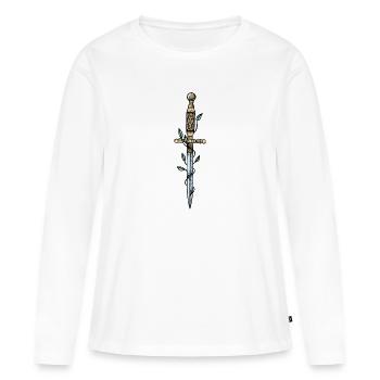 Schwert - Frauen Premium Bio Langarmshirt - Weiß - Vorne - Julia (174cm)