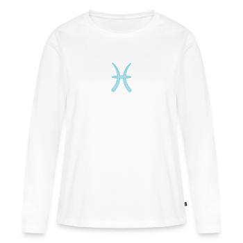 Fische-Tierkreiszeichen Pastellblau - Frauen Premium Bio Langarmshirt - Weiß - Vorne - Julia (174cm)