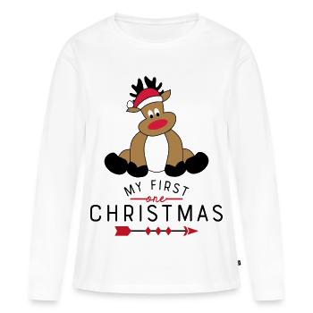 Noël - T-shirt manches longues Premium bio Femme - blanc - Devant - Julia (174cm)