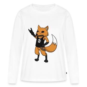 Rocker fox - Women's Premium Organic Long Sleeve Shirt - white - Front - Julia (174cm)