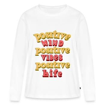 positif, ondes positives - T-shirt manches longues Premium bio Femme - blanc - Devant - Julia (174cm)