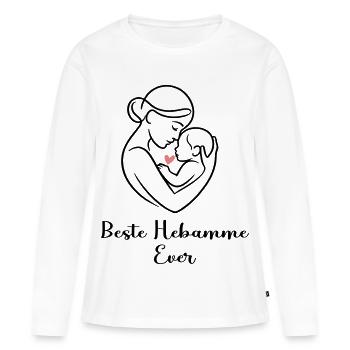 Beste Hebamme Ever - personalisierbares Design - Frauen Premium Bio Langarmshirt - Weiß - Vorne - Julia (174cm)