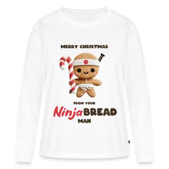 Ninja Brotmann - T-shirt manches longues Premium bio Femme - blanc - Devant - Julia (174cm)