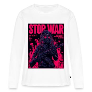 Neon Stop-War Protest - Frauen Premium Bio Langarmshirt - Weiß - Vorne - Julia (174cm)