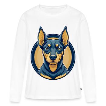 Deutscher Pinscher-Hund Kawaii Maskottchen Cartoon-Clipart - Frauen Premium Bio Langarmshirt - Weiß - Vorne - Julia (174cm)